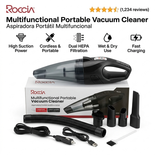 ASPIRADORA MULTIUSO RECARGABLE PORTATIL RC-081 MARCA ROCCIA (RC)